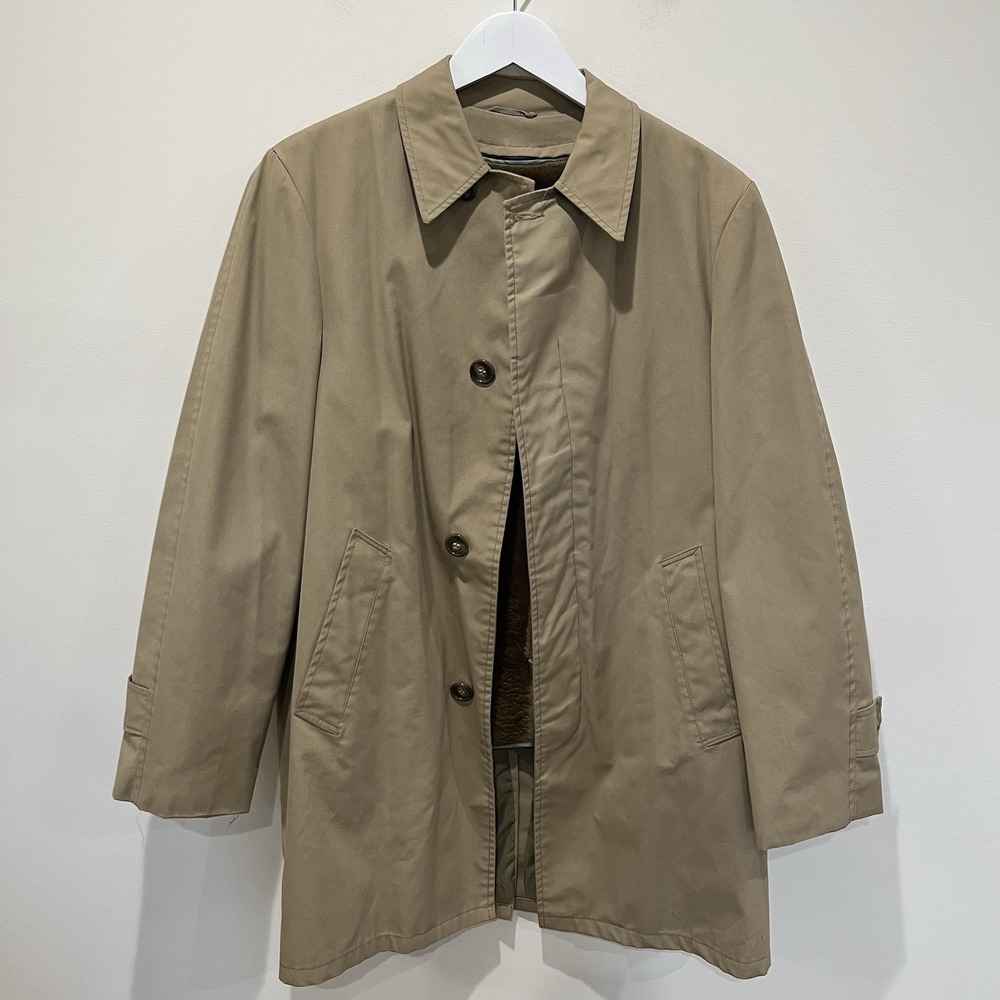 Vtg All Weather By‎ Campus Trench Coat Removable Lining Mens 36 Khaki Tan USA